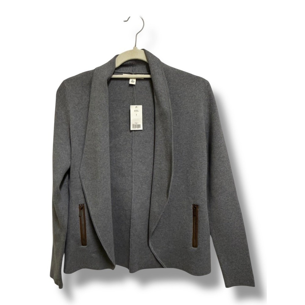 Banana Republic Gray Pima Cotton Wool Blend Open Front Cardigan Jacket Small NWT